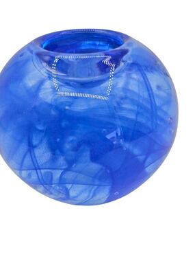 Kosta Boda Blue Swirled Glass Candle Holder